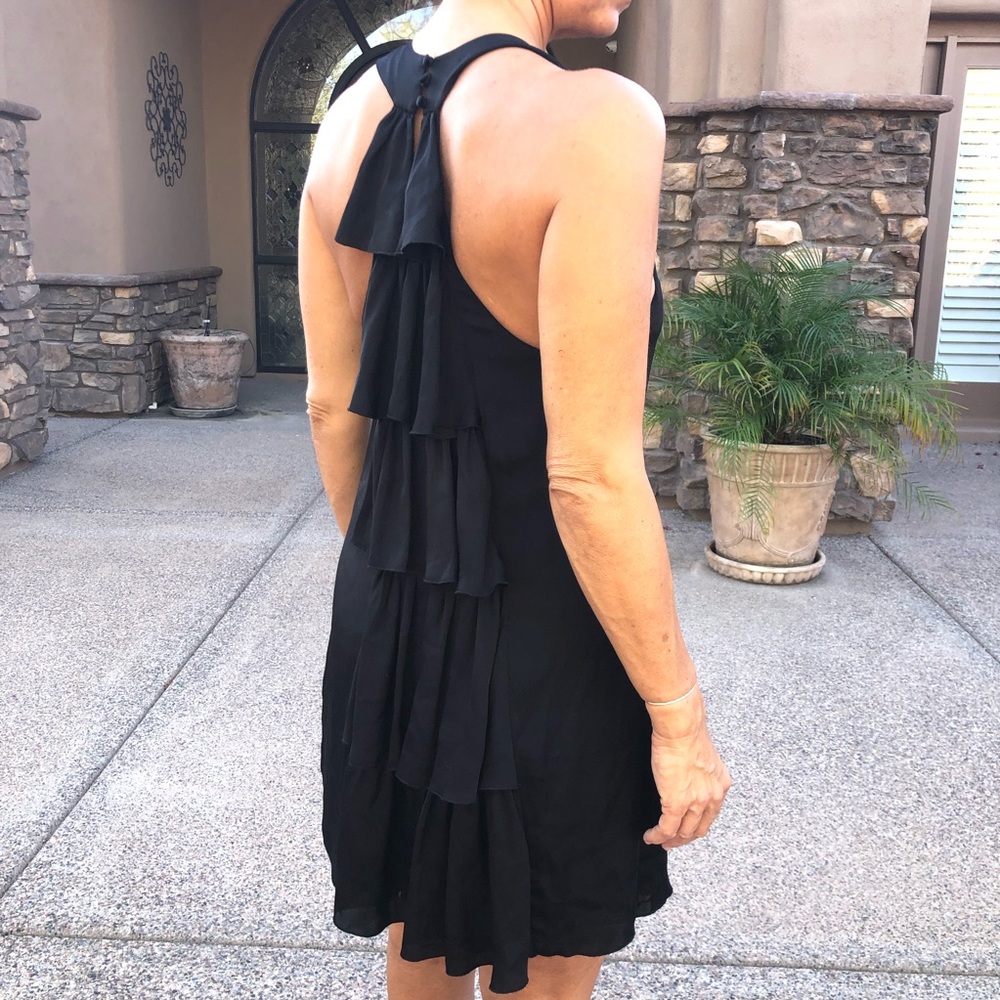 ALICE+OLIVIA BLACK DRESS SZ S W RUFFLED RACER BACK